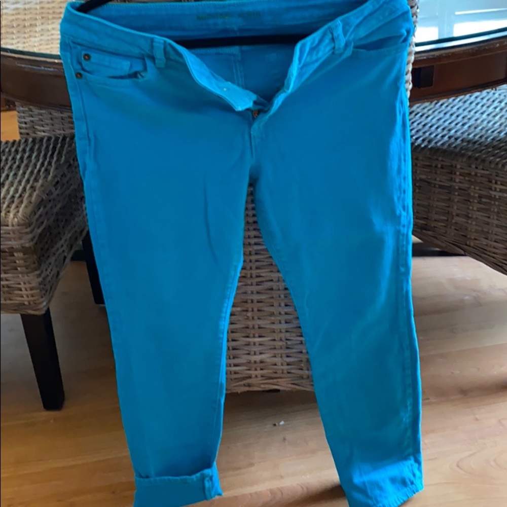 Michael Kors teal denim Capri Roll up pants